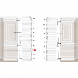 Decorative plastic molding, item number 134-184. The perfect solution for decorating your home or apartment