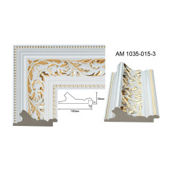 Profil pentru rame tablou AM1035 015-3 Alb cu modele aur | RAME.RO